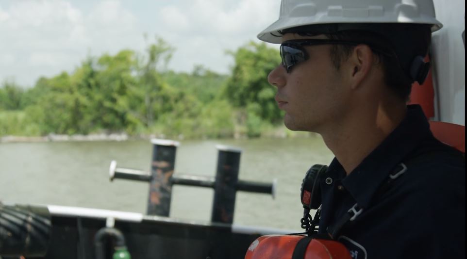 Florida Marine Transporters deckhand on towboat