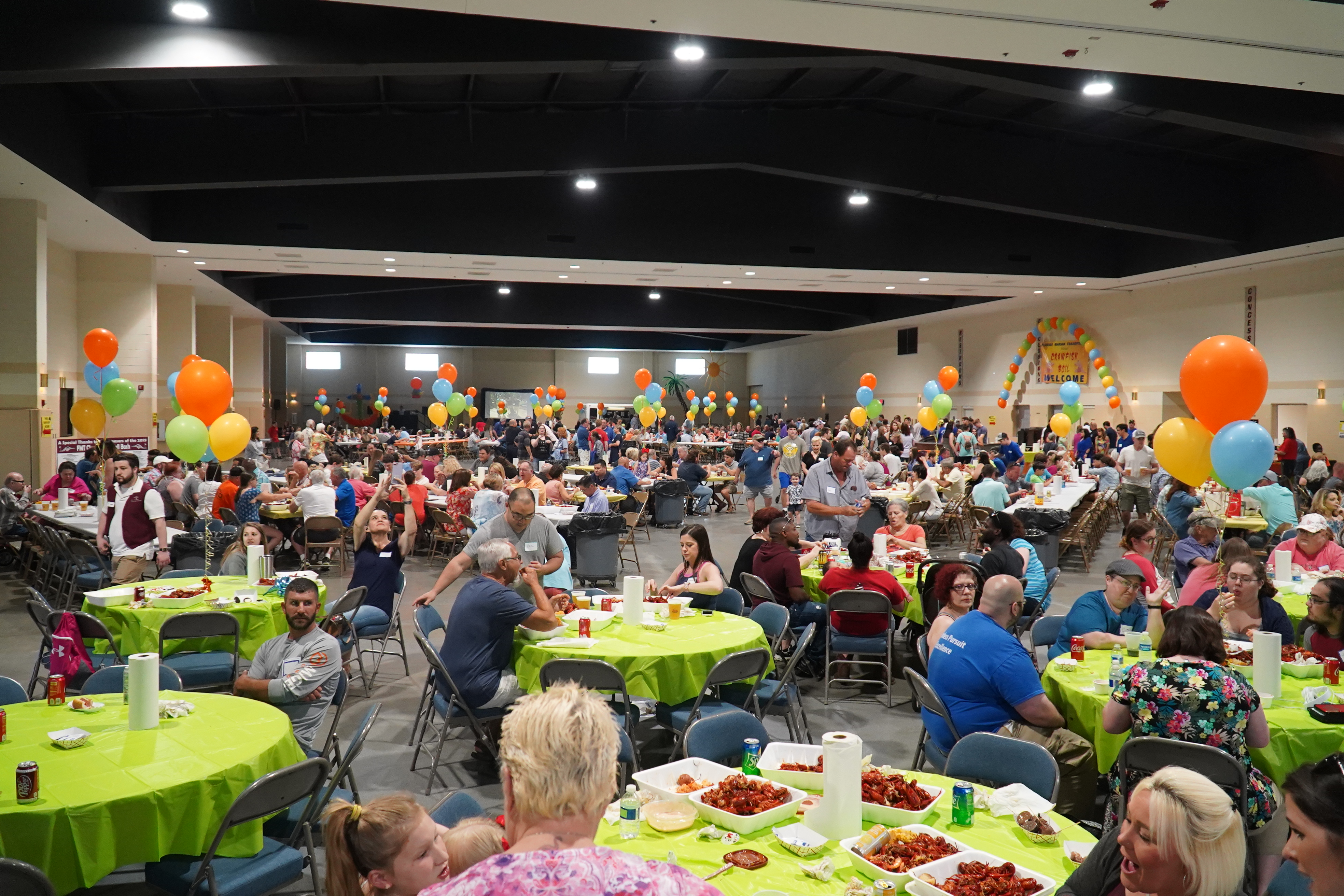 Florida Marine Transporters employee and family members at crawfish boil