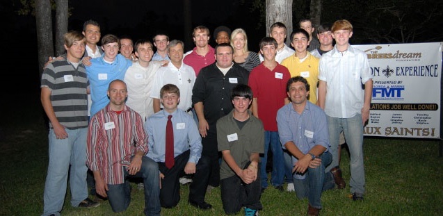 Group photo of students at The Drew Brees Dream Foundation partnered with Florida Marine Transporters