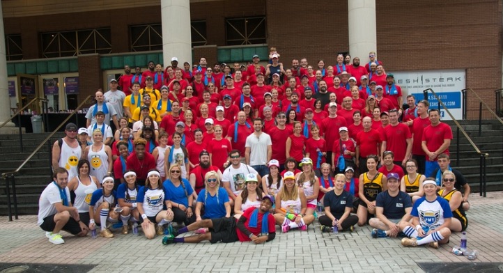 Group photo at Drew Brees Dream Foundation Fundraiser Amazing Race Participant sponsored by Florida Marine Transporters