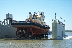 Florida Marine Transporters towboat being repaired in shipyard